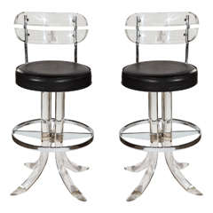 Vintage Pair of Mid Century Lucite Bar Stools