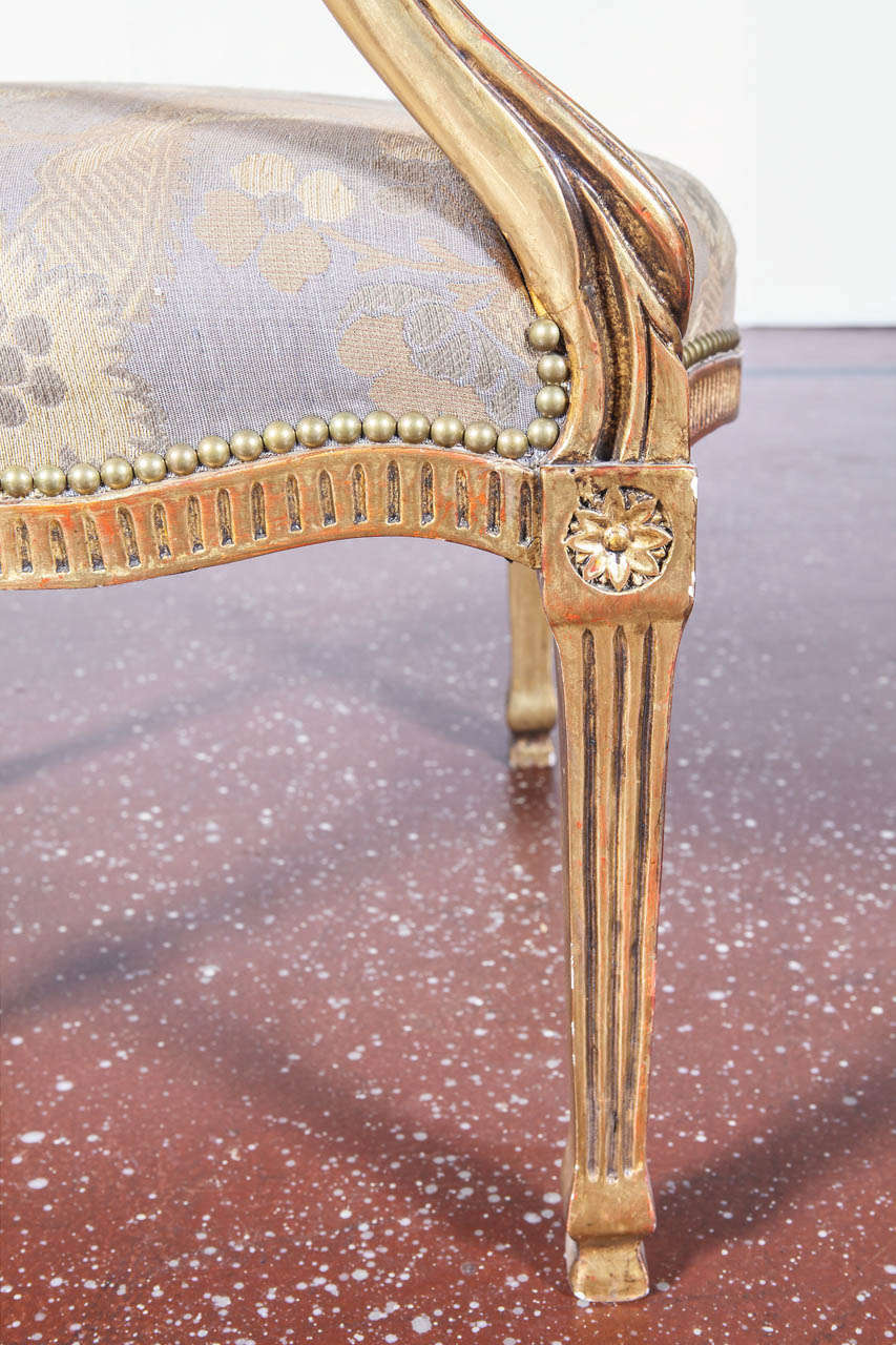 20th Century Pair of Giltwood Louis XVI Style Armchairs For Sale