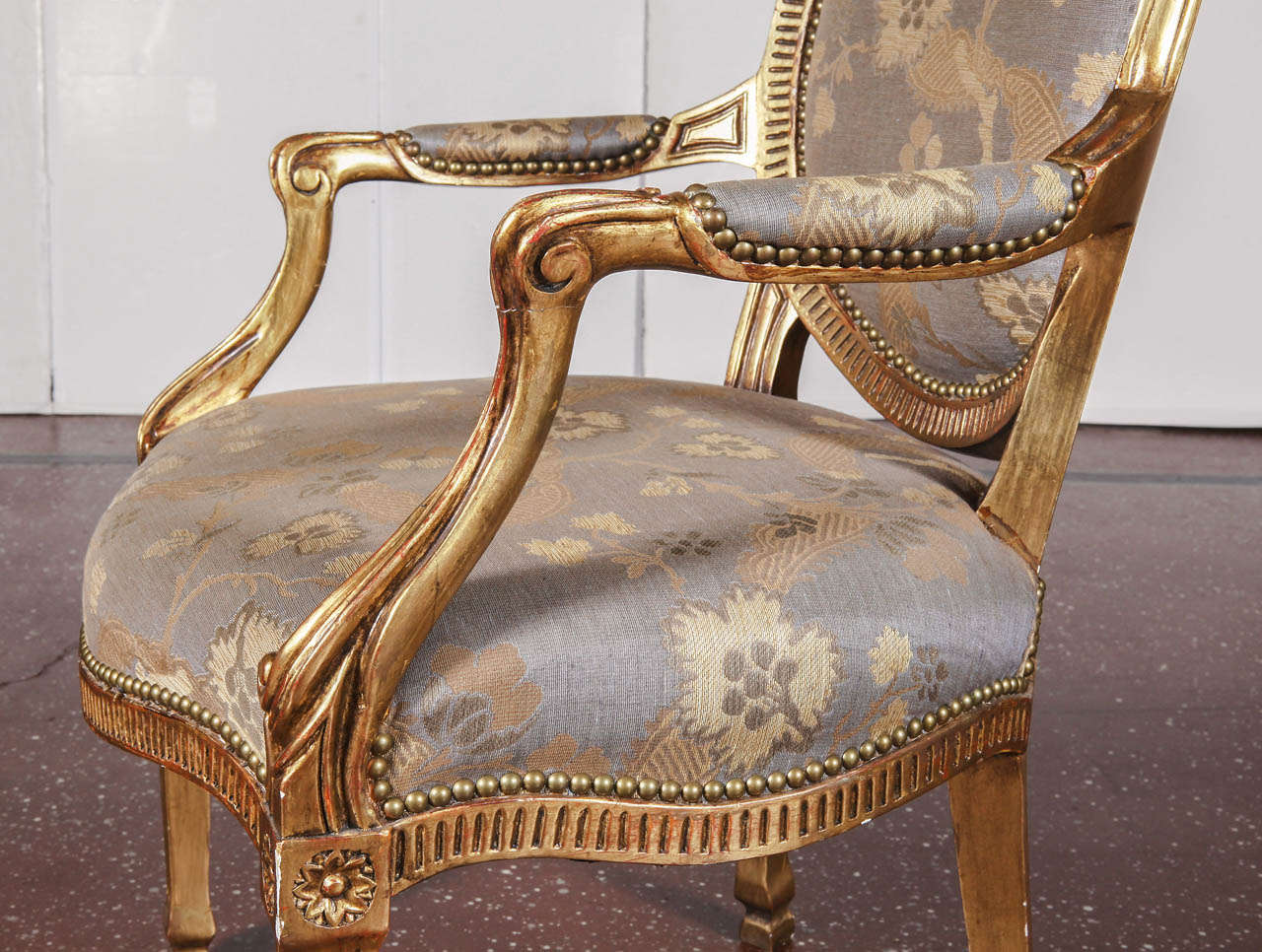 Pair of Giltwood Louis XVI Style Armchairs For Sale 3