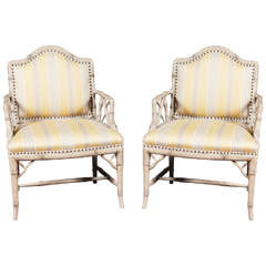 Pair of Faux Bamboo Armchairs