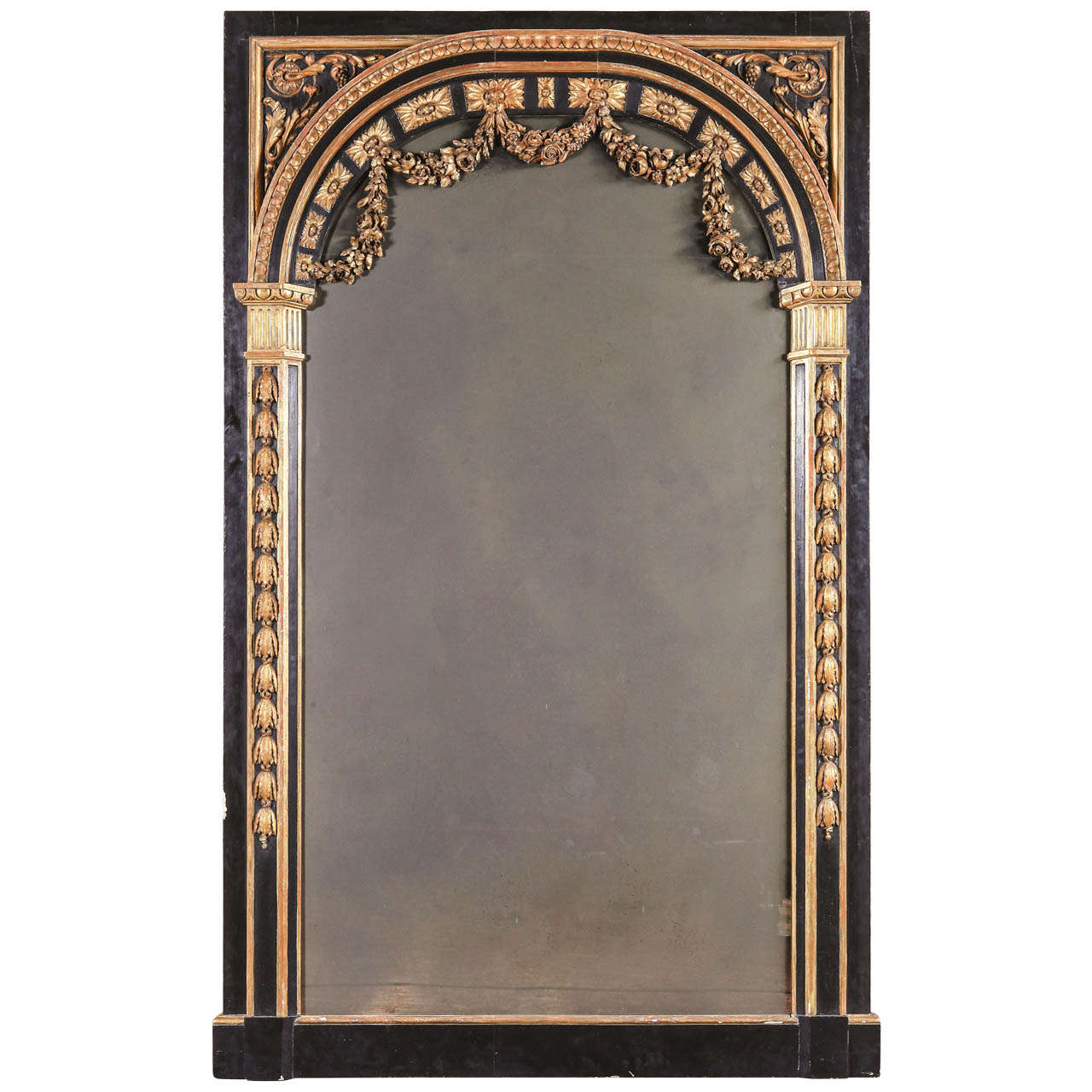 Large French Louis XVI Style Parcel Gilt Mirror