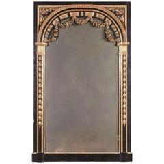 Antique Large French Louis XVI Style Parcel Gilt Mirror