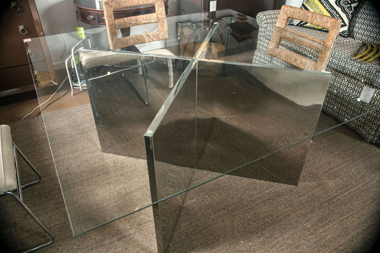 Very stylish and versatile X form chrome table base with 1/4