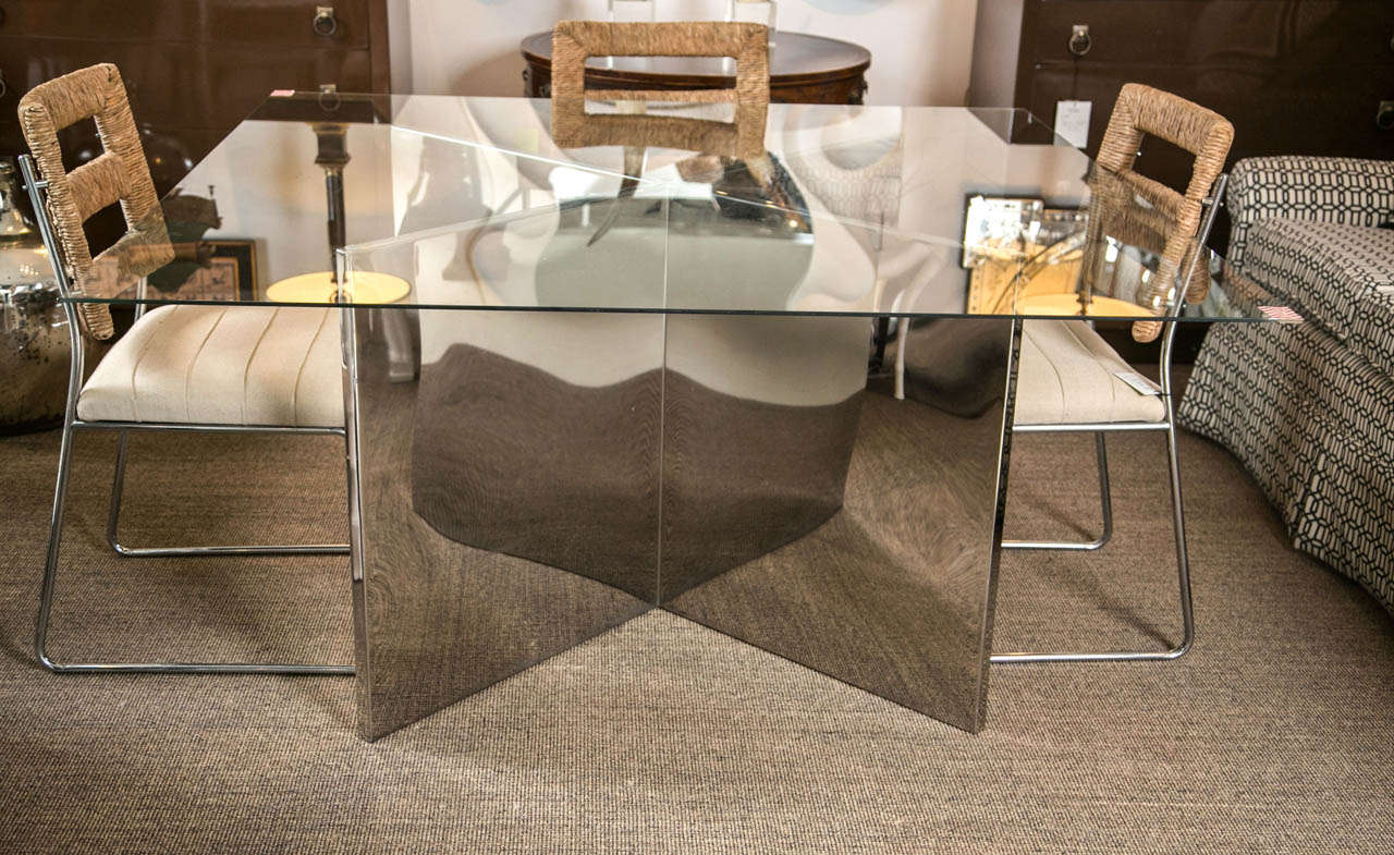 Mid-20th Century Midcentury Chrome X Form Dining Table