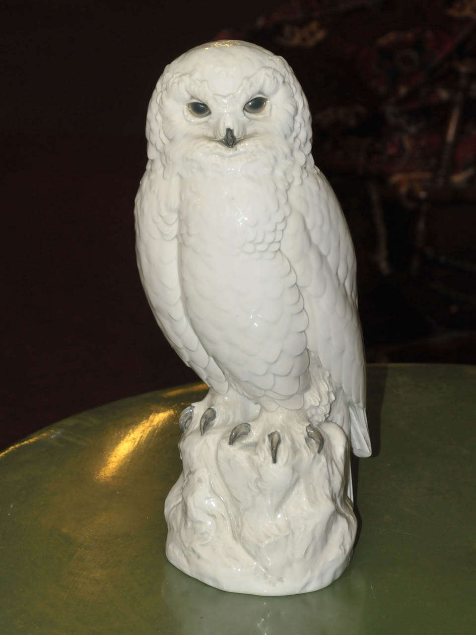 Late 19th Century porcelain owl. Lost part on the tail end. Good condition. Normal wear consistent with age and use.