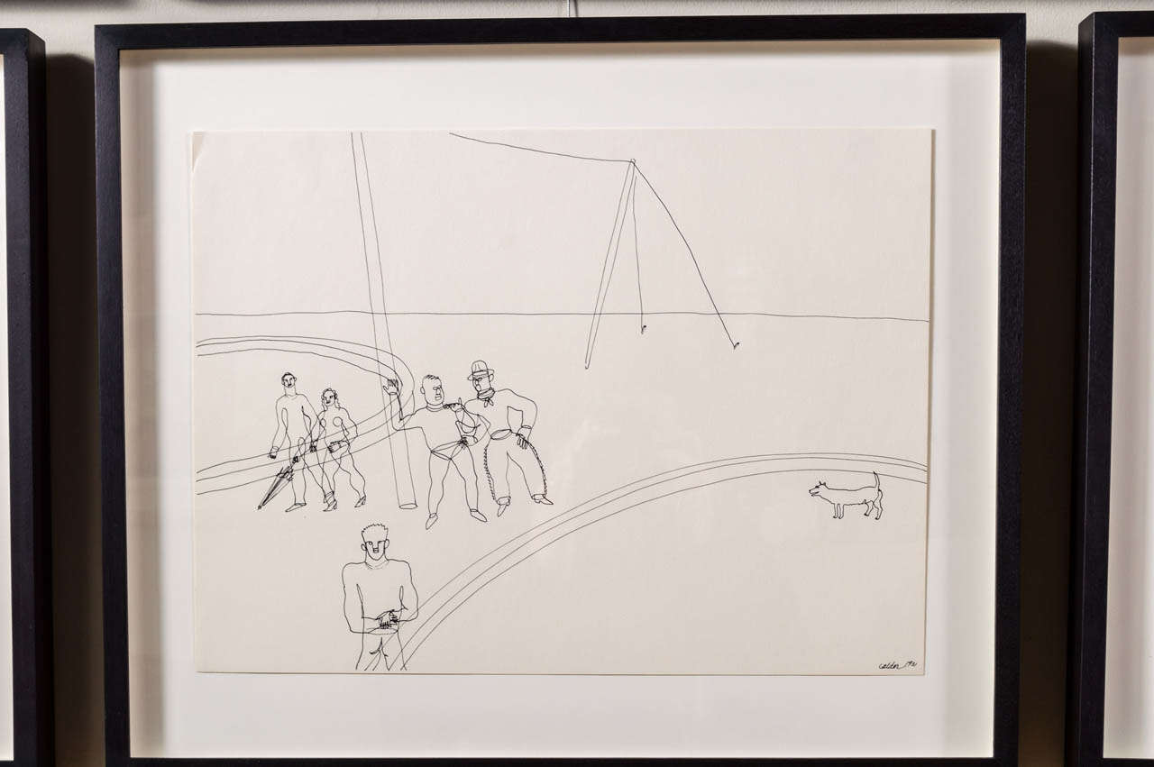 Mid-Century Modern Alexander Calder (1898-1976) Framed Circus Drawings