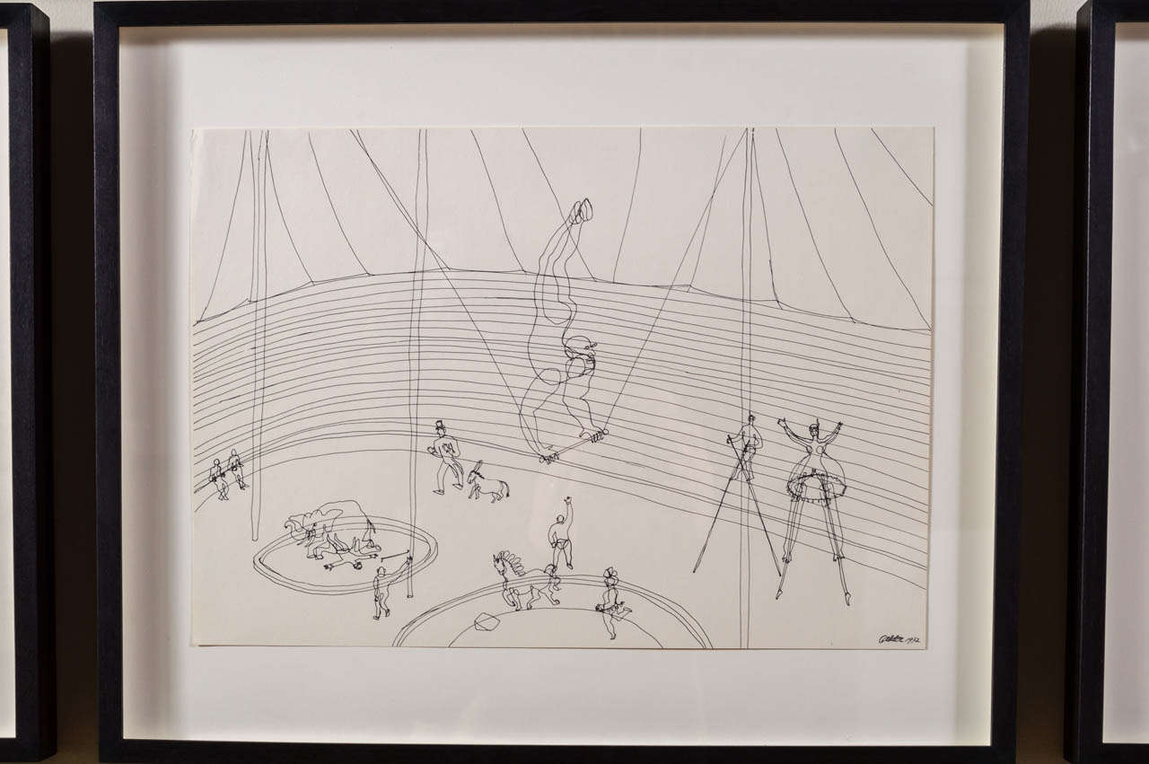 Alexander Calder (1898-1976) Framed Circus Drawings In Excellent Condition In San Francisco, CA
