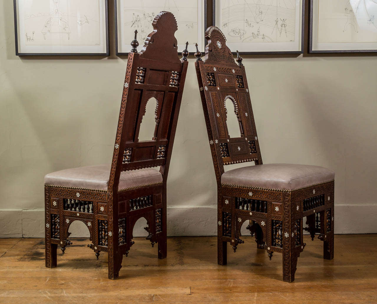 Moorish Pair of Moroccan North African Chairs For Sale