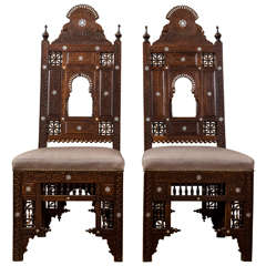 Antique Pair of Moroccan North African Chairs