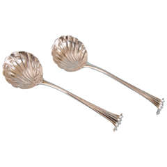 Pair of George III Sterling Silver Onslow Sauce Ladles by John Lampfert