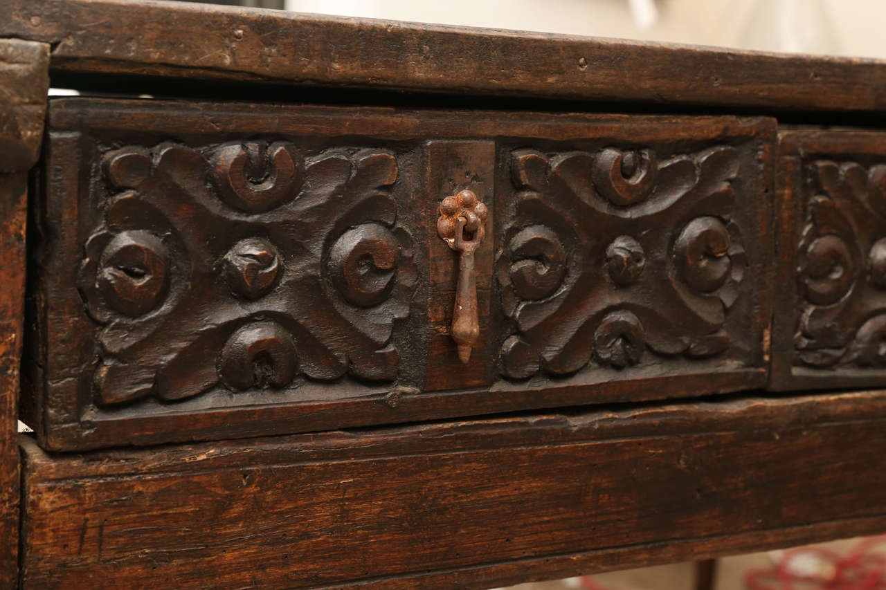 Spanish Late 17th Century Carved Chestnut Table