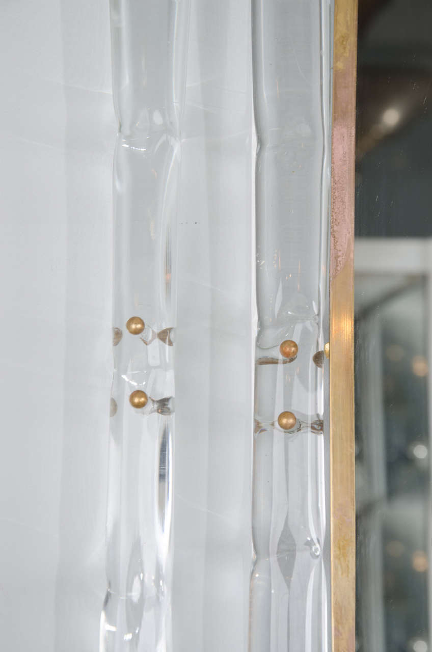 Pair of 1970s Italian Bamboo Style Glass Mirrors 1
