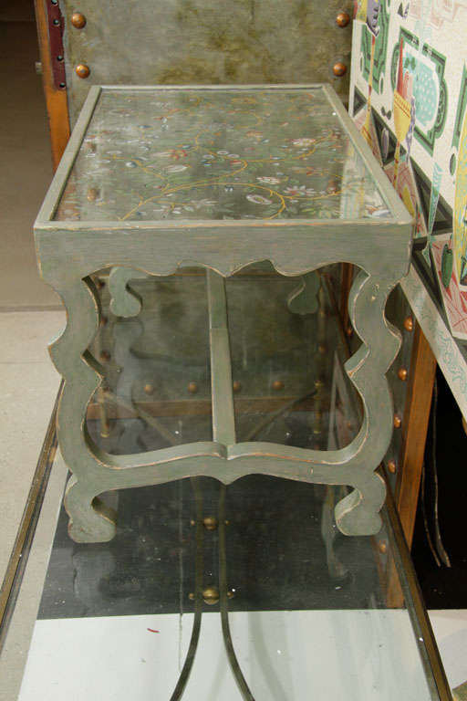 French Eglomise Painted Wood  Coffee Table, circa 1940. For Sale 2