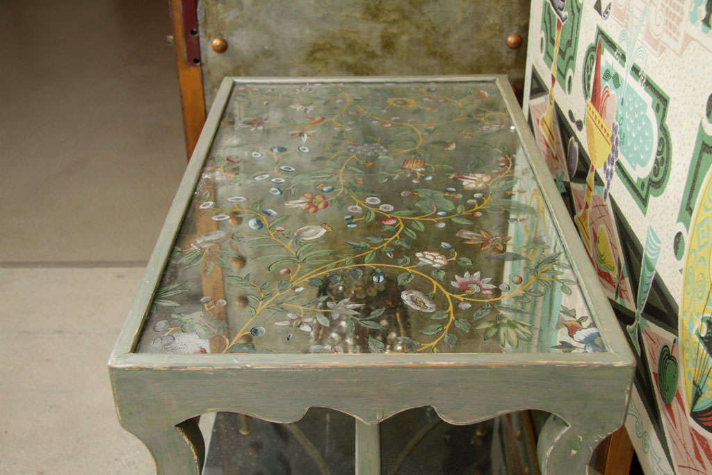 French Eglomise Painted Wood  Coffee Table, circa 1940. For Sale 3