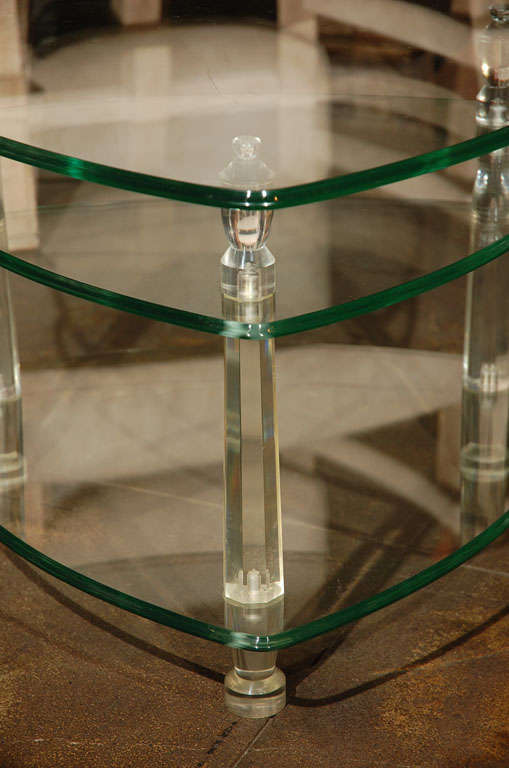 Unknown Lucite And Glass Tiered Table For Sale