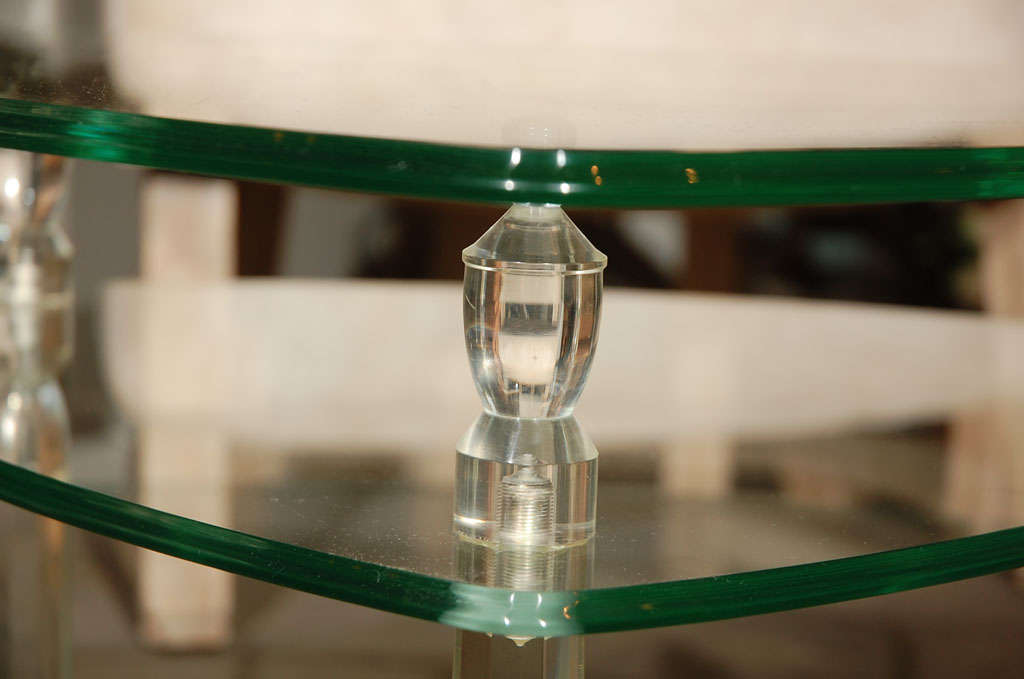 Lucite And Glass Tiered Table In Good Condition For Sale In Los Angeles, CA