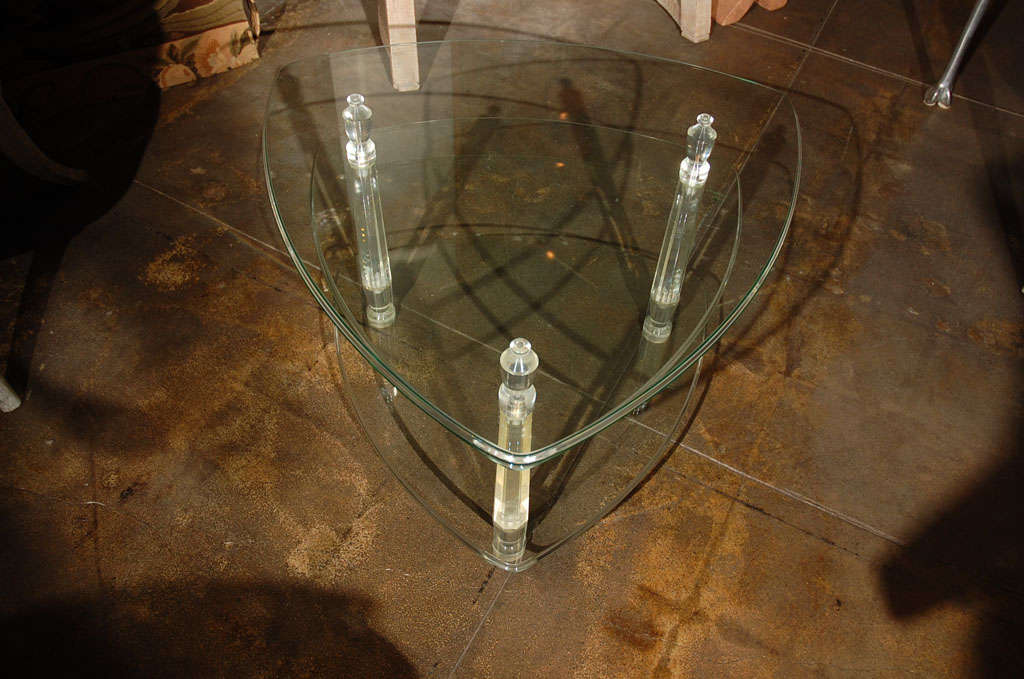 Lucite And Glass Tiered Table For Sale 1