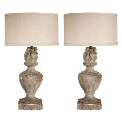 Pair Of 19th French Carved Stone Lamps