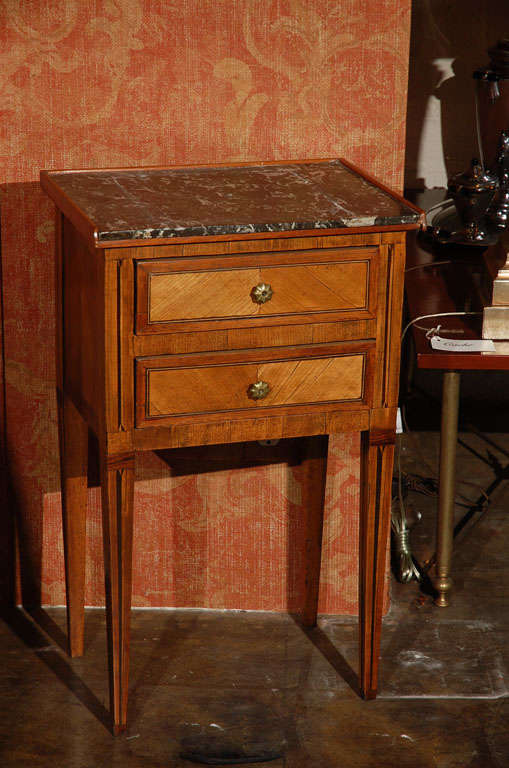 19th C. Italian 2 Drawer Side Table In Excellent Condition In Los Angeles, CA