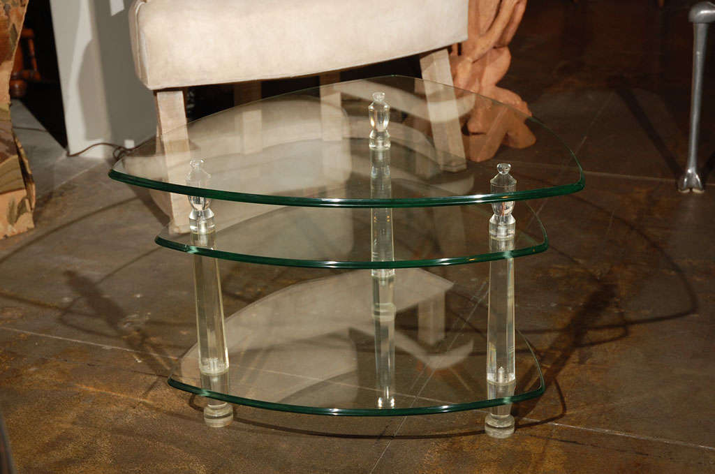 Lucite And Glass Tiered Table For Sale at 1stDibs