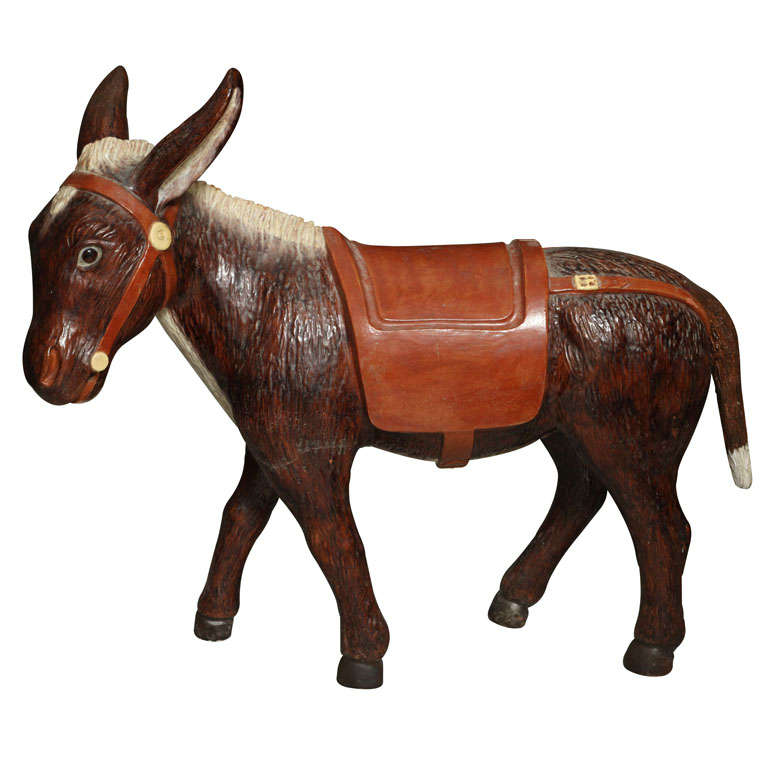 Bemalter Esel aus Keramik im Angebot