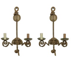 Pair art nouveau metal appliqués