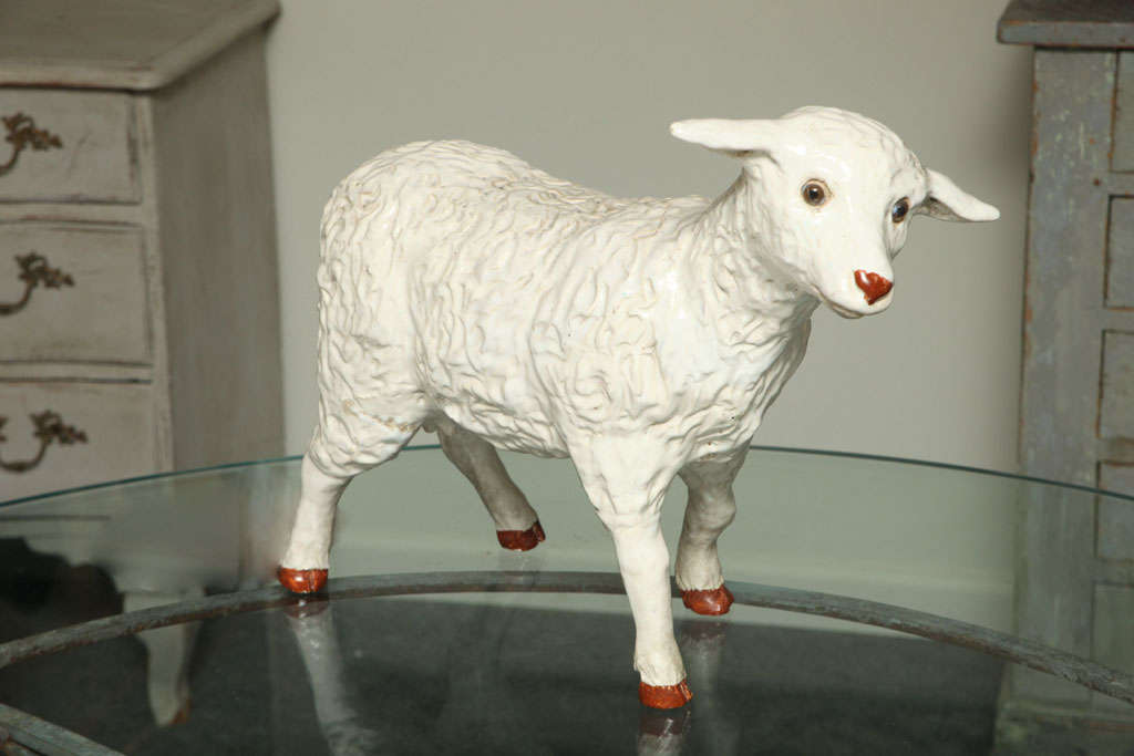 White painted ceramic lamb
