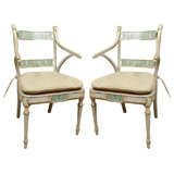 Fine Pair of Regency Painted Arm Chairs