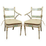 Fine Pair of Regency Painted Arm Chairs