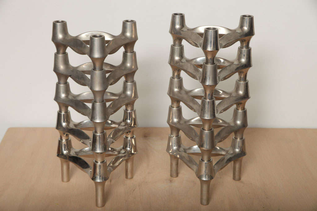 Modular Candlestick Holders by BMF (priced individually) In Excellent Condition In Stratford, CT