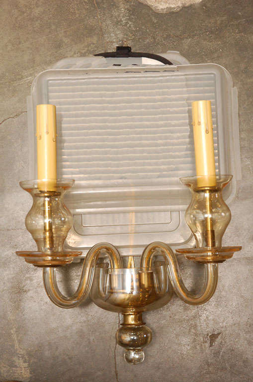 Pair Glass Wall Sconces