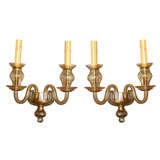 Pair Glass Wall Sconces