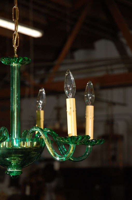 20th Century Unusual Venetian Green Glass Chandelier