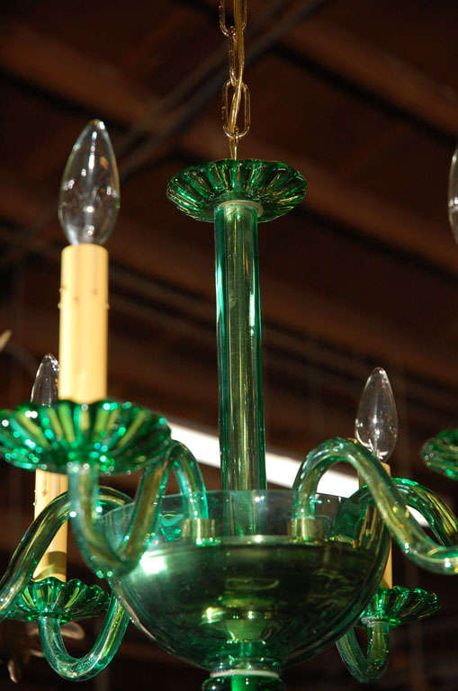 Unusual Venetian Green Glass Chandelier 1