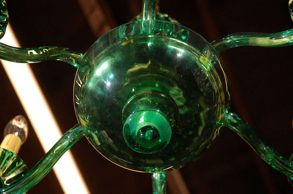 Unusual Venetian Green Glass Chandelier 3