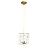 Brass and glass pendant ceiling fixture