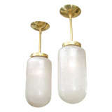 Ovoid glass pendant ceiling fixture with inclusive air bubbles Vintage Ovoid glass pendant ceiling fixture with inclusive air bubbles