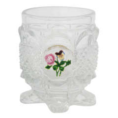 A Fine Antique Baccarat Tumbler With Enameled Gold Flowers