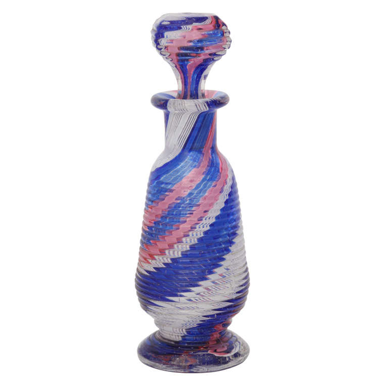 A Rare Antique St. Louis Latticinio Glass Perfume Bottle