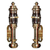 Polished brass one light oil lamp storm sconces