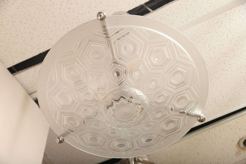 Glass Art Deco Ceiling Fixture Signed Kovacs For Sale