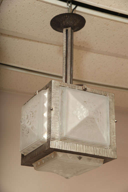 French Art Deco Ceiling Fixture by Muller