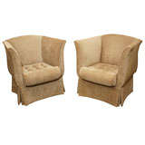 Pair Of Tufted Arm Chairs By James Mont