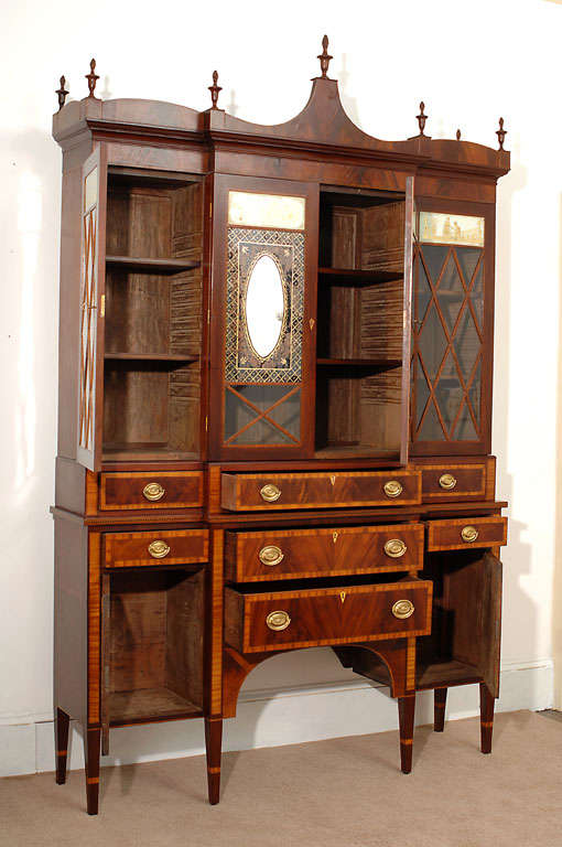 American Federal Style Breakfront/Bookcase, New England, Circa:1910 For Sale