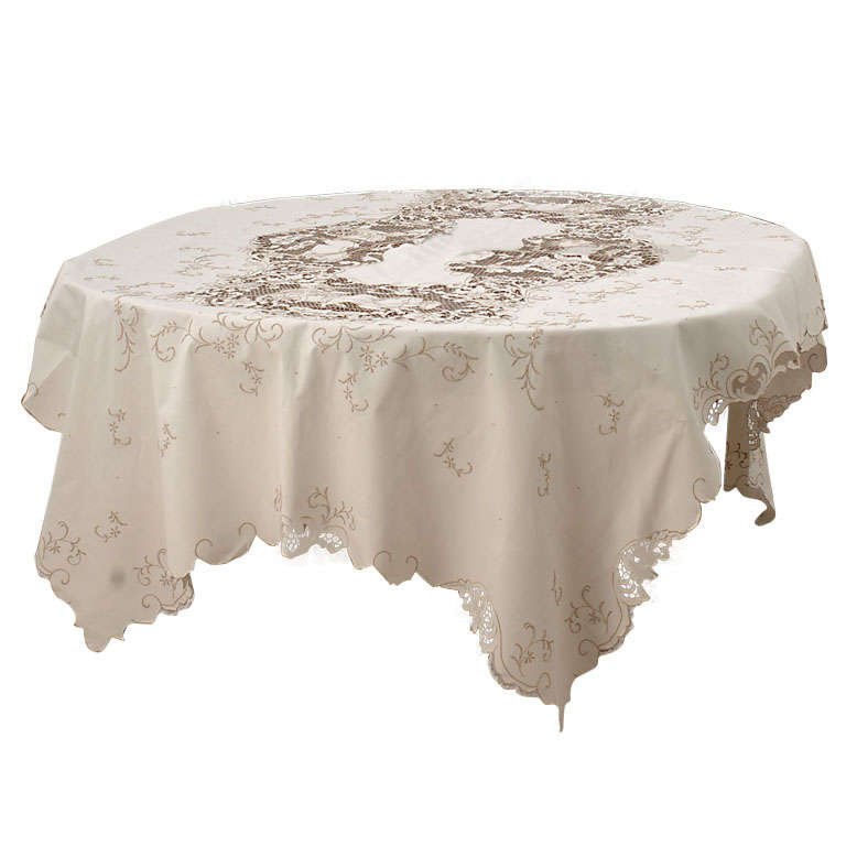 Ecru Linen "ROMAN CHARIOT" Tablecloth For Sale