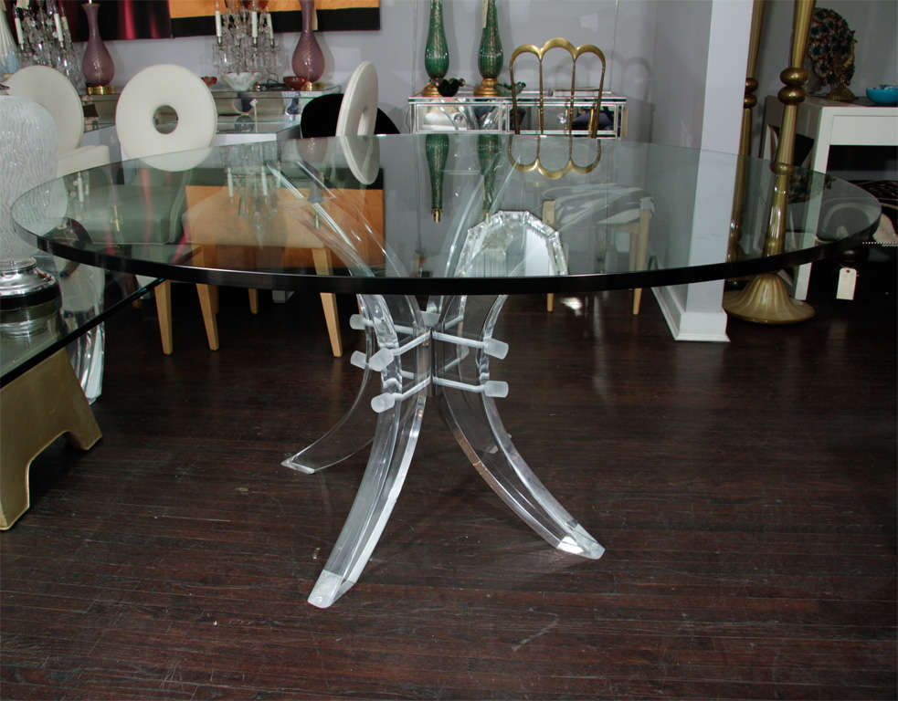 Charles Hollis Jones Lucite pedestal table.