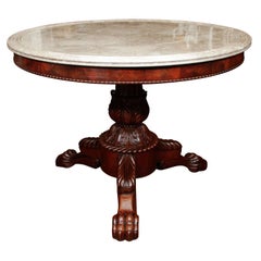Louis Philippe Mahogany Center Table, Marble Top, c. 1840