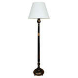 Antique Black Lacquered Chinoiserie Floor Lamp, England, c. 1920s