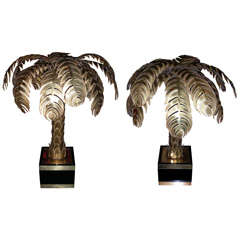 Two 1970s Palm-Tree Lamps by Maison Jansen