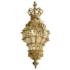 A very rich and heavy bronze hall lantern